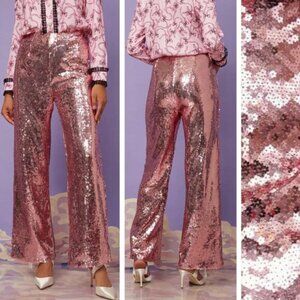 Sister Jane Metallic Pink Recital Sequins Straight Wide Leg Pants 22460